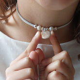 VIRGEN TERNURA PERLAS - collar personalizable medalla plata 16mm